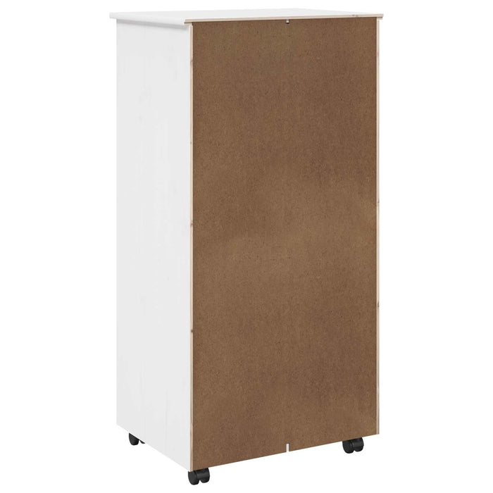 Cabinet mobil cu roata Alb 53 x 39 x 103 cm Lemn de pin masiv - WALTI WALTI