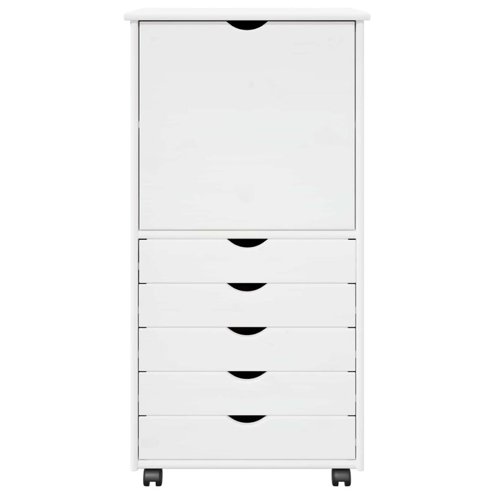 Cabinet mobil cu roata Alb 53 x 39 x 103 cm Lemn de pin masiv - WALTI WALTI