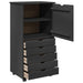 Cabinet mobil cu roata Gri 53 x 39 x 103 cm Lemn de pin masiv - WALTI WALTI