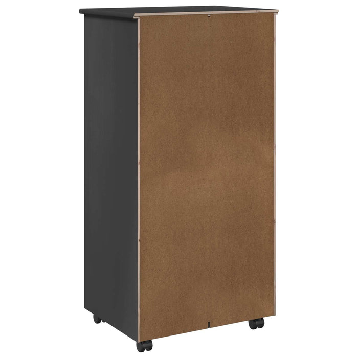 Cabinet mobil cu roata Gri 53 x 39 x 103 cm Lemn de pin masiv - WALTI WALTI