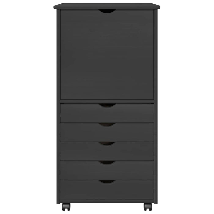 Cabinet mobil cu roata Gri 53 x 39 x 103 cm Lemn de pin masiv - WALTI WALTI