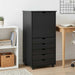 Cabinet mobil cu roata Negru 53 x 39 x 103 cm Lemn de pin masiv - WALTI WALTI