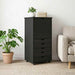 Cabinet mobil cu roata Negru 53 x 39 x 103 cm Lemn de pin masiv - WALTI WALTI