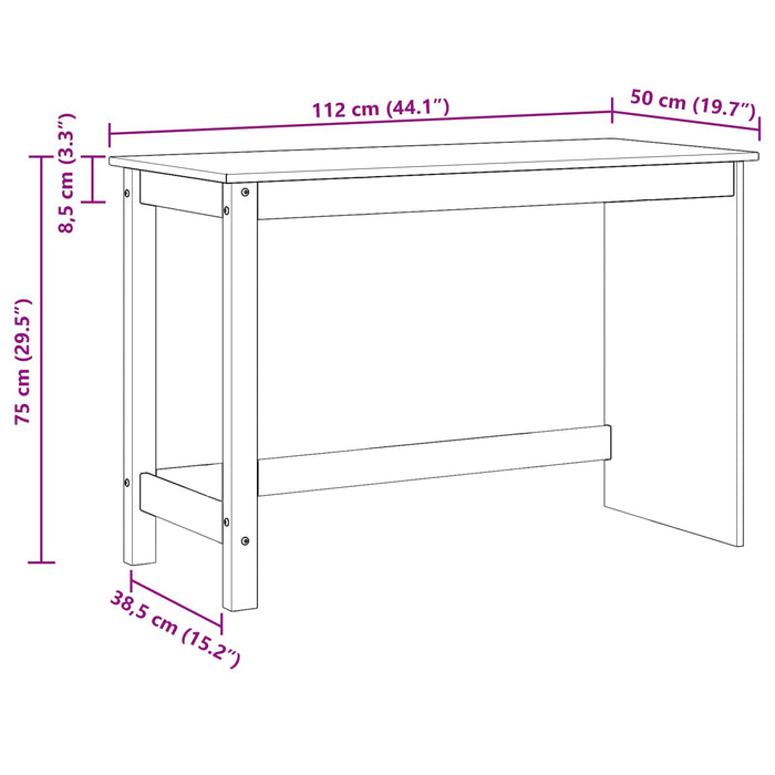 Birou Alb 112 x 50 x 75 cm Lemn de pin masiv - WALTI WALTI