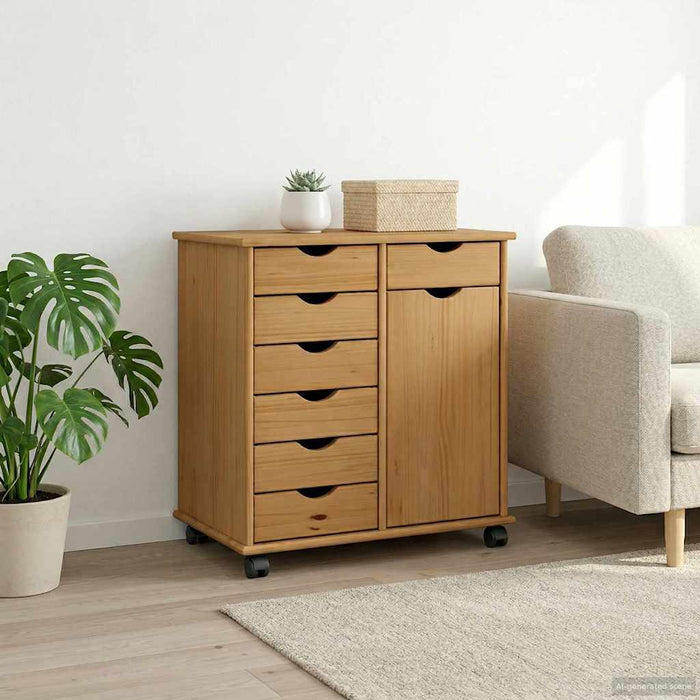 Cabinet mobil Maro miere 63,5 x 39 x 65,5 cm Lemn de pin masiv - WALTI WALTI