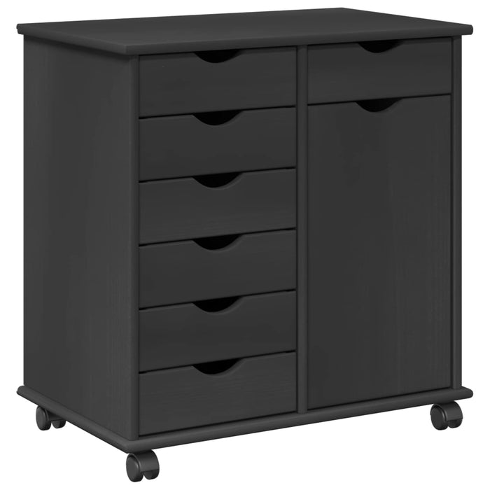 Cabinet mobil Gri 63,5 x 39 x 65,5 cm Lemn de pin masiv - WALTI WALTI