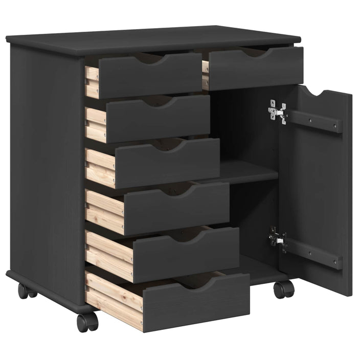 Cabinet mobil Gri 63,5 x 39 x 65,5 cm Lemn de pin masiv - WALTI WALTI
