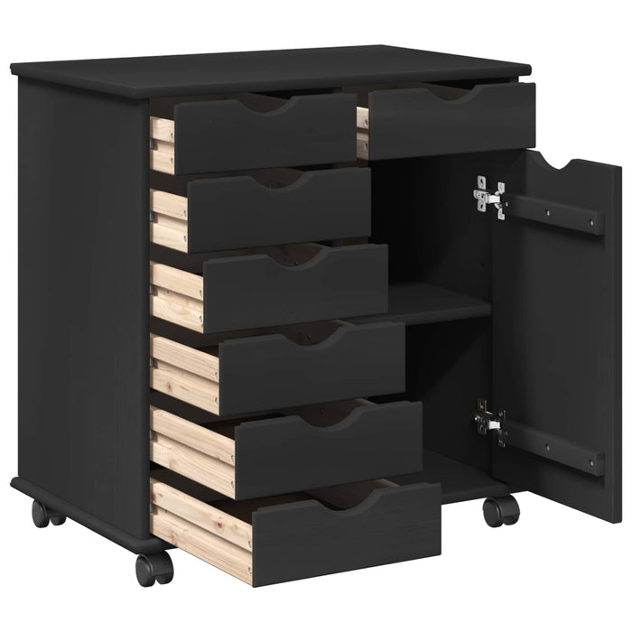 Cabinet mobil Negru 63,5 x 39 x 65,5 cm Lemn de pin masiv - WALTI WALTI