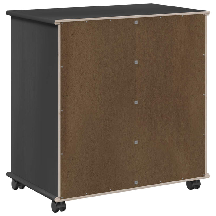 Cabinet mobil Negru 63,5 x 39 x 65,5 cm Lemn de pin masiv - WALTI WALTI