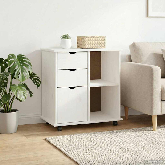 Cabinet mobil Alb 63,5 x 39 x 65,5 cm Lemn de pin masiv - WALTI WALTI