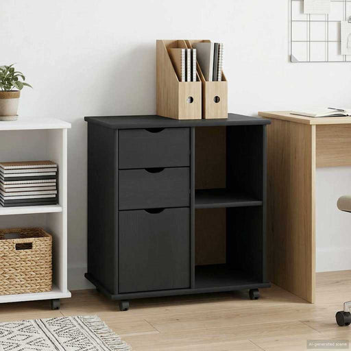 Cabinet mobil Gri 63,5 x 39 x 65,5 cm Lemn de pin masiv - WALTI WALTI