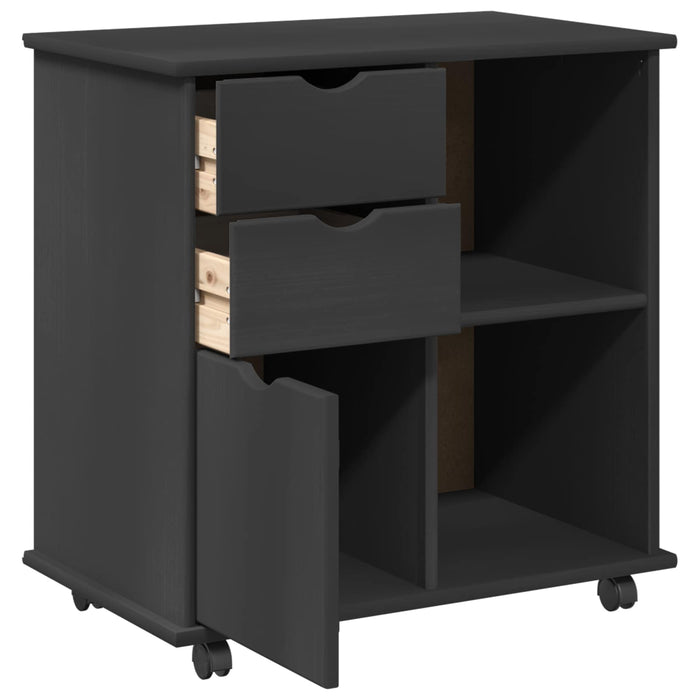 Cabinet mobil Gri 63,5 x 39 x 65,5 cm Lemn de pin masiv - WALTI WALTI