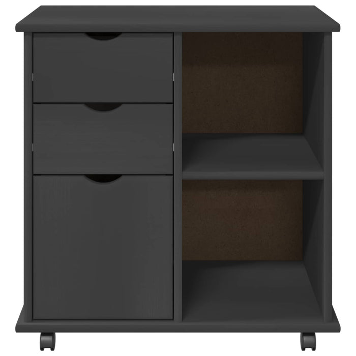 Cabinet mobil Gri 63,5 x 39 x 65,5 cm Lemn de pin masiv - WALTI WALTI