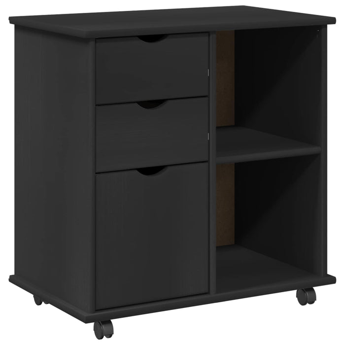 Cabinet mobil Negru 63,5 x 39 x 65,5 cm Lemn de pin masiv - WALTI WALTI