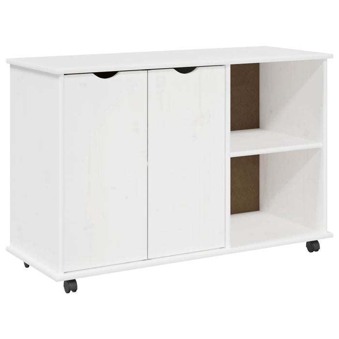Cabinet mobil cu roata Alb 100 x 39 x 65,5 cm Lemn de pin masiv - WALTI WALTI