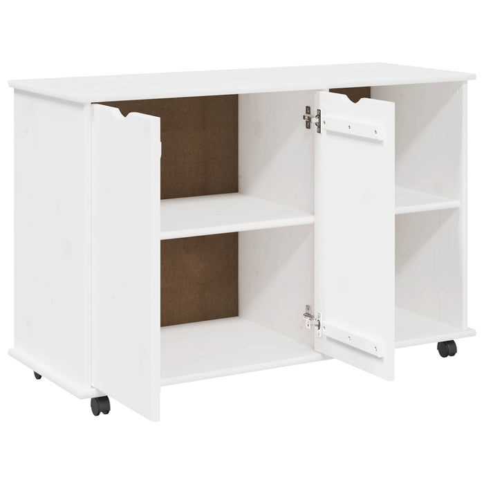 Cabinet mobil cu roata Alb 100 x 39 x 65,5 cm Lemn de pin masiv - WALTI WALTI
