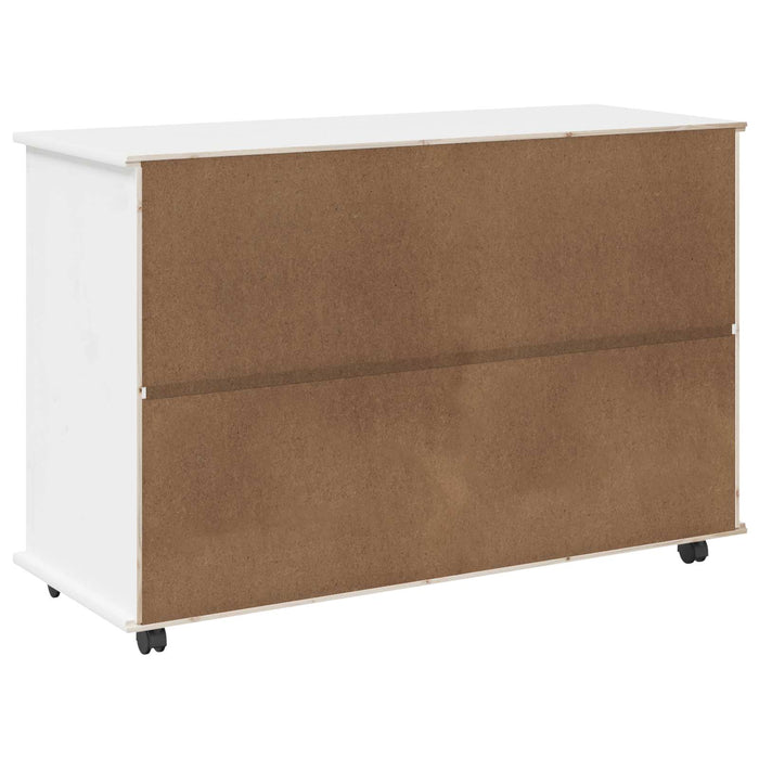 Cabinet mobil cu roata Alb 100 x 39 x 65,5 cm Lemn de pin masiv - WALTI WALTI