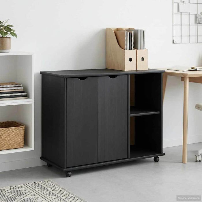 Cabinet mobil cu roata Gri 100 x 39 x 65,5 cm Lemn de pin masiv - WALTI WALTI