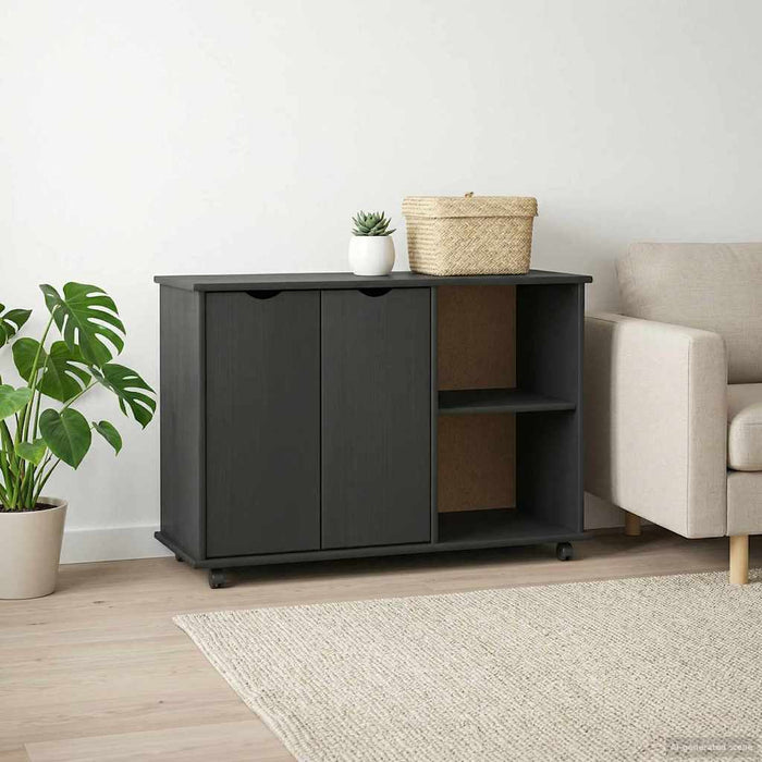 Cabinet mobil cu roata Gri 100 x 39 x 65,5 cm Lemn de pin masiv - WALTI WALTI