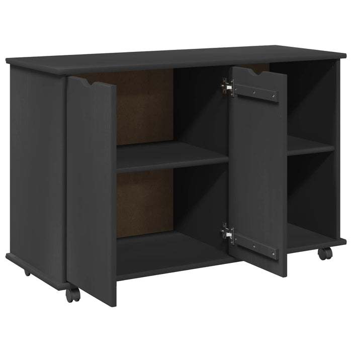 Cabinet mobil cu roata Gri 100 x 39 x 65,5 cm Lemn de pin masiv - WALTI WALTI