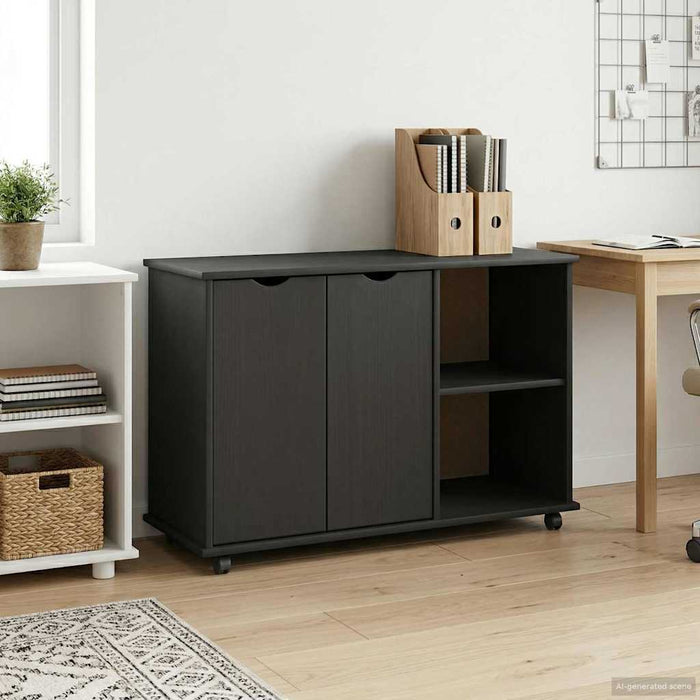 Cabinet mobil Negru 100 x 39 x 65,5 cm Lemn de pin masiv - WALTI WALTI