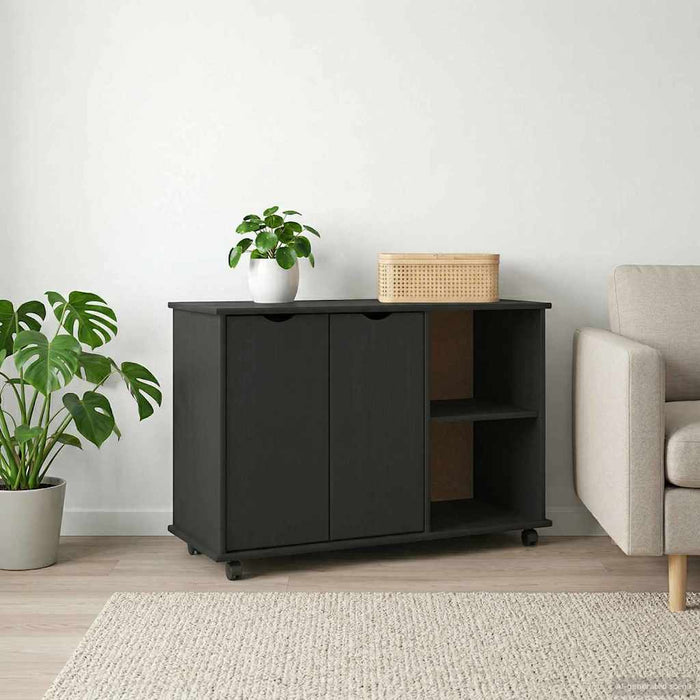 Cabinet mobil Negru 100 x 39 x 65,5 cm Lemn de pin masiv - WALTI WALTI