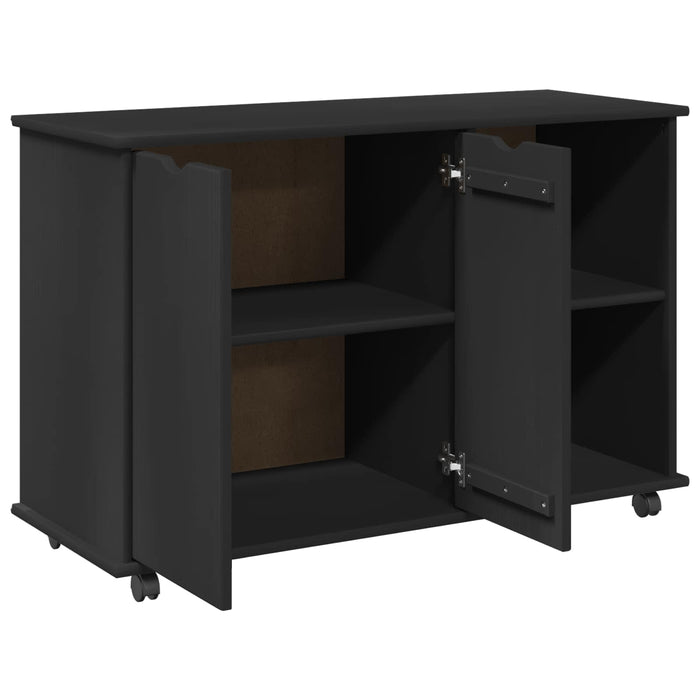 Cabinet mobil Negru 100 x 39 x 65,5 cm Lemn de pin masiv - WALTI WALTI