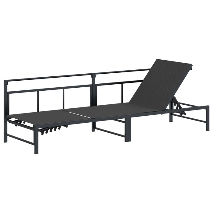 Șezlong Negru 200 x 62 x 59,5 cm Textilenă - WALTI WALTI