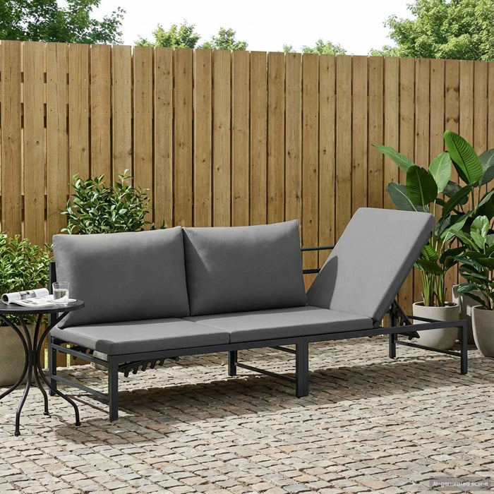 Șezlong pentru 3 persoane Negru 200 x 62 x 59,5 cm Textilenă - WALTI WALTI