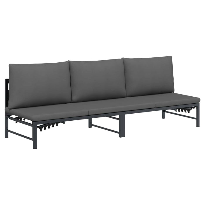 Șezlong pentru 3 persoane Negru 200 x 62 x 59,5 cm Textilenă - WALTI WALTI