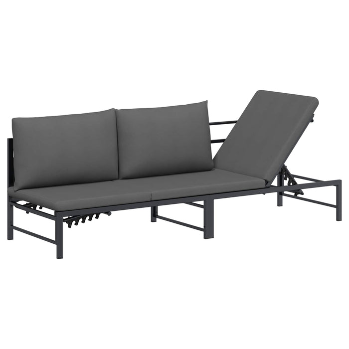 Șezlong pentru 3 persoane Negru 200 x 62 x 59,5 cm Textilenă - WALTI WALTI