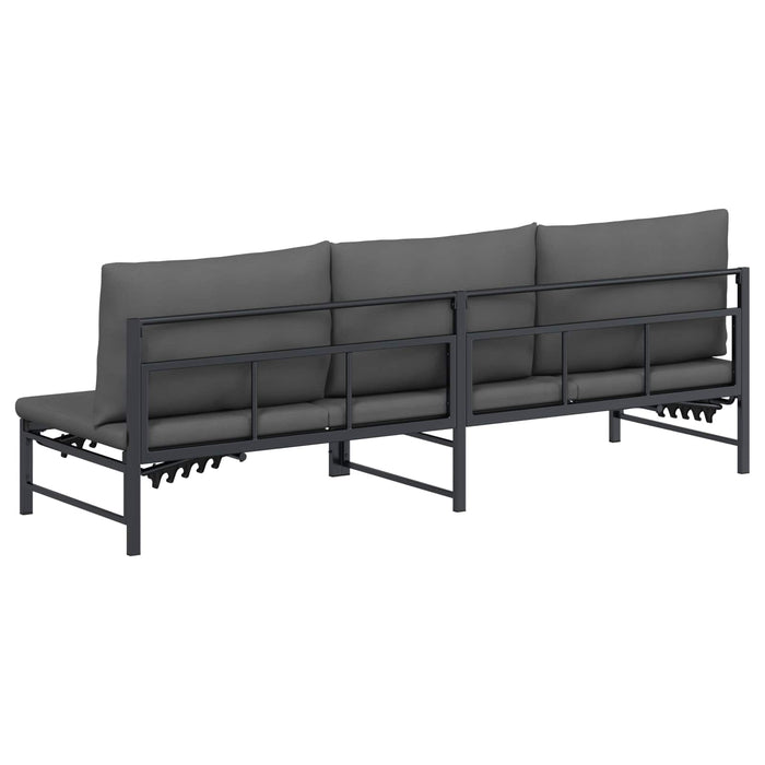Șezlong pentru 3 persoane Negru 200 x 62 x 59,5 cm Textilenă - WALTI WALTI