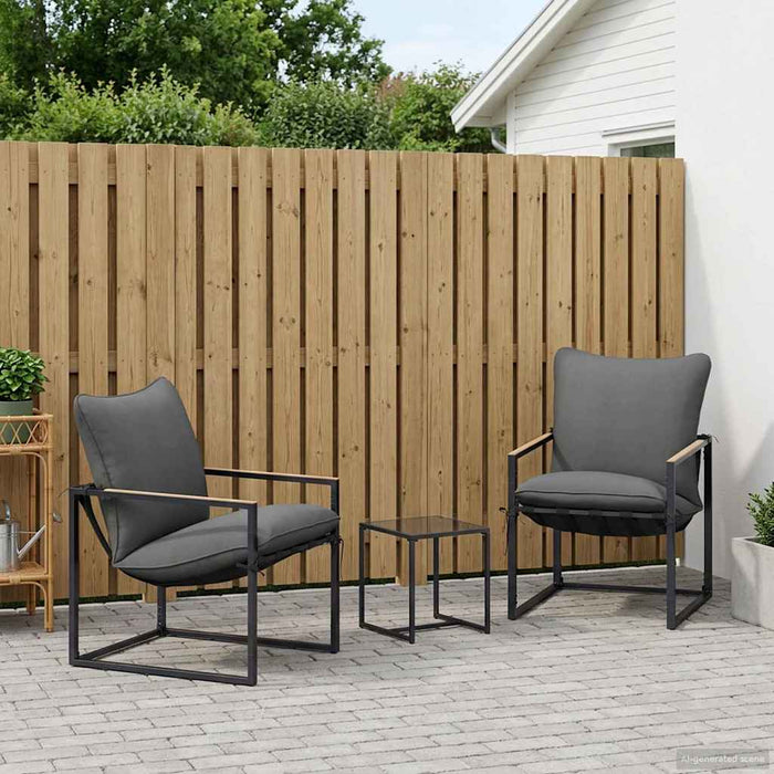 Set de canapele pentru grădină 3 pcs Negru și antracit Oțel - WALTI WALTI