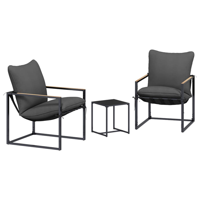 Set de canapele pentru grădină 3 pcs Negru și antracit Oțel - WALTI WALTI