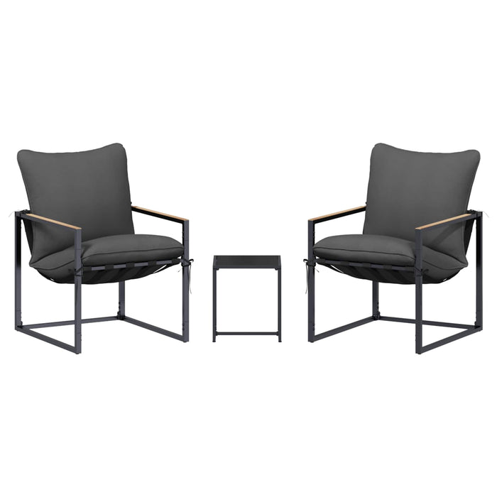 Set de canapele pentru grădină 3 pcs Negru și antracit Oțel - WALTI WALTI