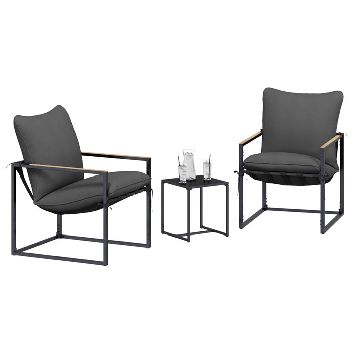 Set de canapele pentru grădină 3 pcs Negru și antracit Oțel - WALTI WALTI