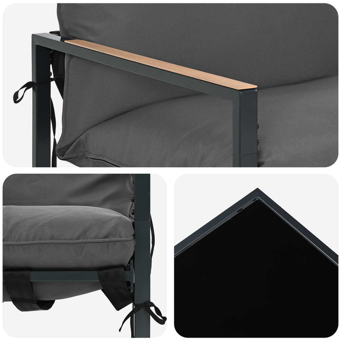 Set de canapele pentru grădină 3 pcs Negru și antracit Oțel - WALTI WALTI