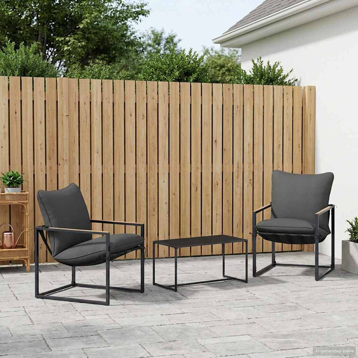 Set de canapele pentru grădină 3 pcs Negru și antracit Oțel - WALTI WALTI