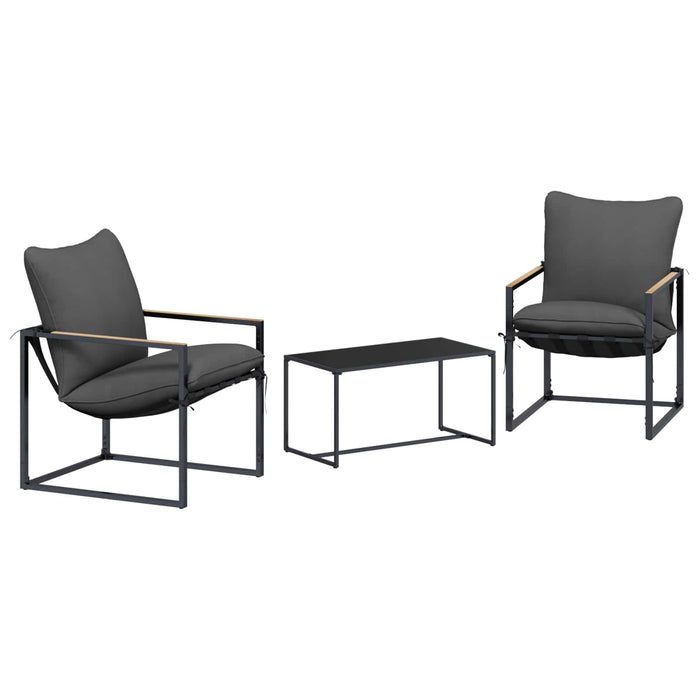 Set de canapele pentru grădină 3 pcs Negru și antracit Oțel - WALTI WALTI