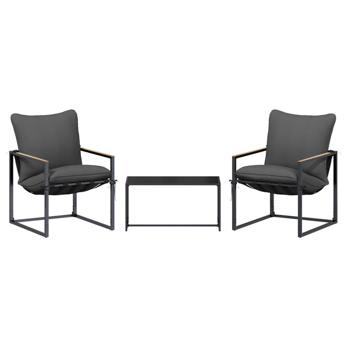 Set de canapele pentru grădină 3 pcs Negru și antracit Oțel - WALTI WALTI
