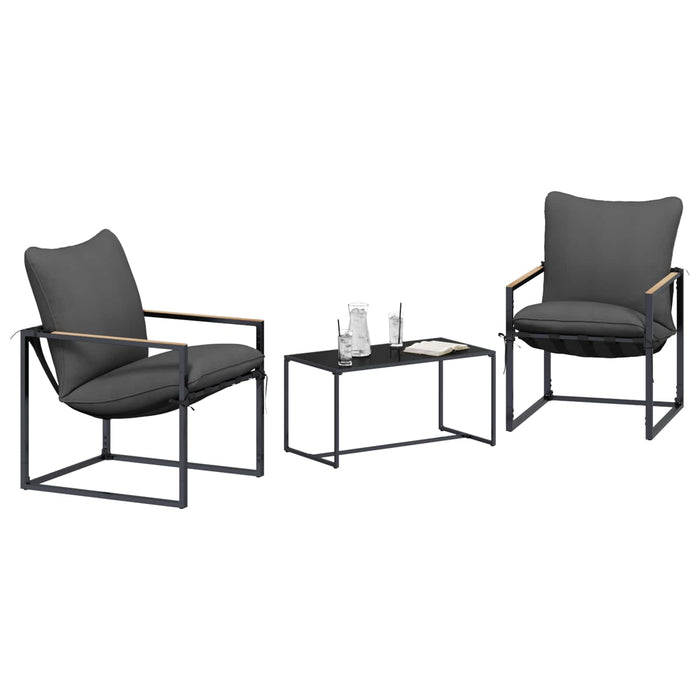Set de canapele pentru grădină 3 pcs Negru și antracit Oțel - WALTI WALTI