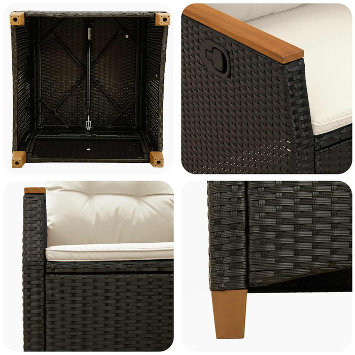 Scaun de grădină rabatabil Negru și Crem 64 x 57,5 x 112 cm - WALTI WALTI