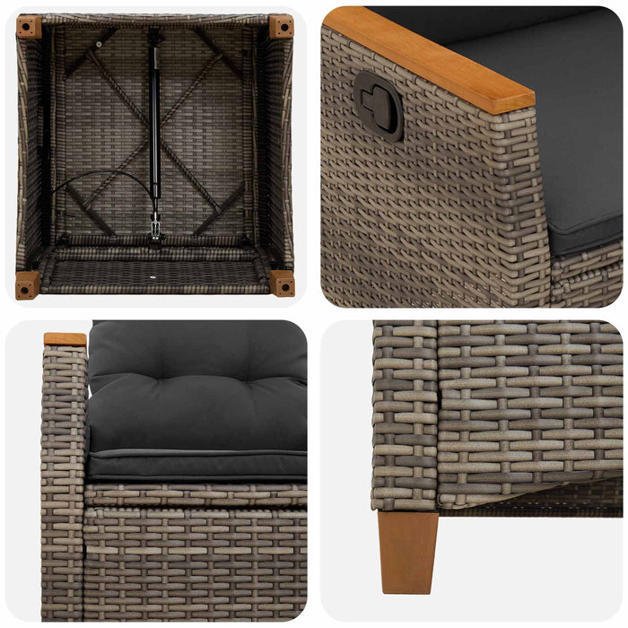 Scaun de grădină rabatabil Gri și gri închis 64 x 57,5 x 112 cm - WALTI WALTI