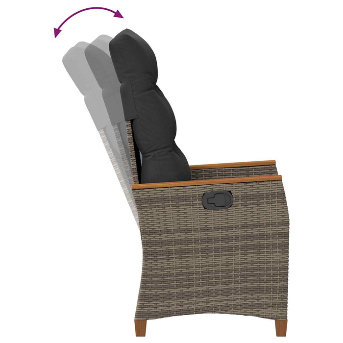 Scaun de grădină rabatabil Gri și gri închis 64 x 57,5 x 112 cm - WALTI WALTI