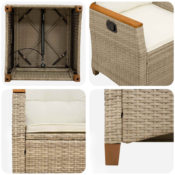 Scaun de grădină rabatabil Bej și crem 64 x 57,5 x 112 cm - WALTI WALTI