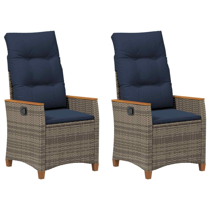 Scaun de grădină rabatabil cu pernă 2 pcs Gri și albastru marin - WALTI WALTI