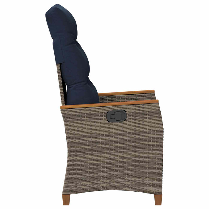 Scaun de grădină rabatabil cu pernă 2 pcs Gri și albastru marin - WALTI WALTI