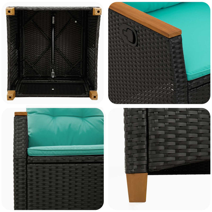 Scaun de grădină rabatabil Negru și Turcoaz 64 x 57,5 x 112 cm - WALTI WALTI