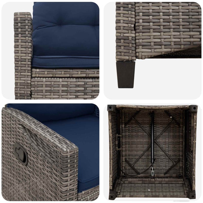 Scaun pentru Grădină 2 pcs gri și bleumarin 56 x 60 x 112 cm - WALTI WALTI