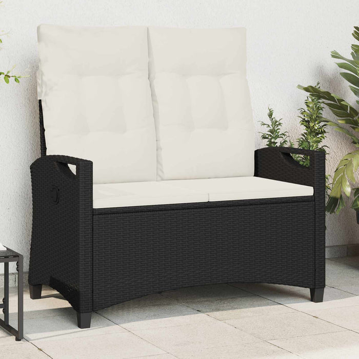 Bancă de grădină cu pernă Negru și Crem 105 x 60 x 112 cm - WALTI WALTI
